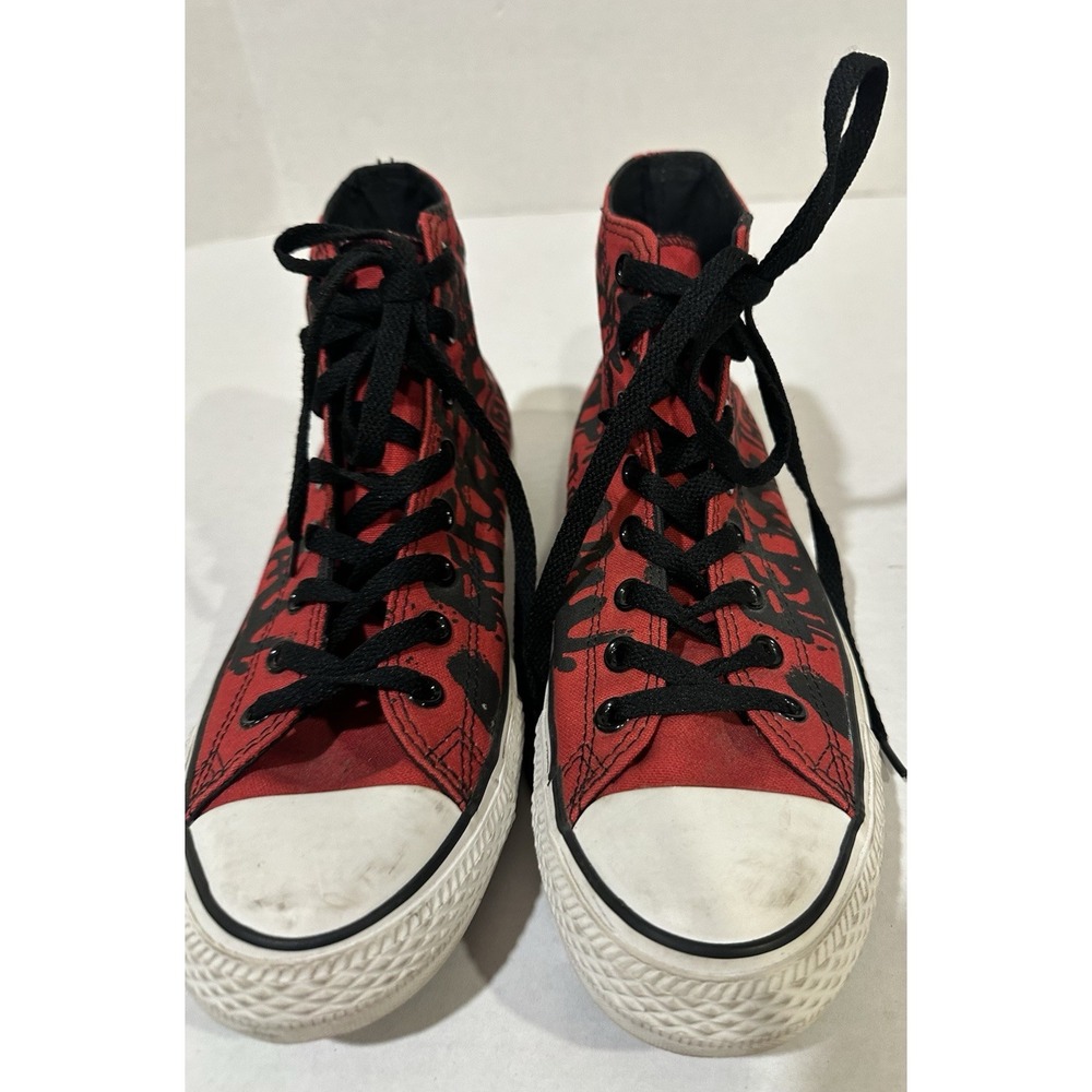 Converse Chuck Taylor All Star Hi Top Rock Script Print Red Sz Mens 8 Womens 10